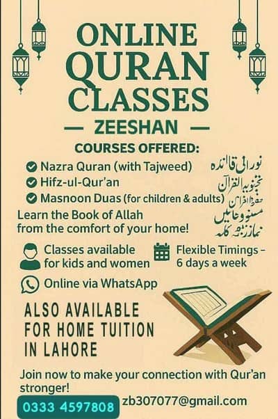 Quran teacher online and home toution
