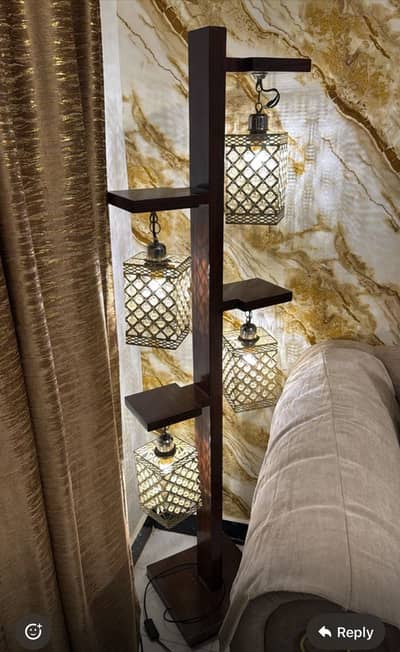 King size bed without mattress with 2 side tables 3 door cupboard