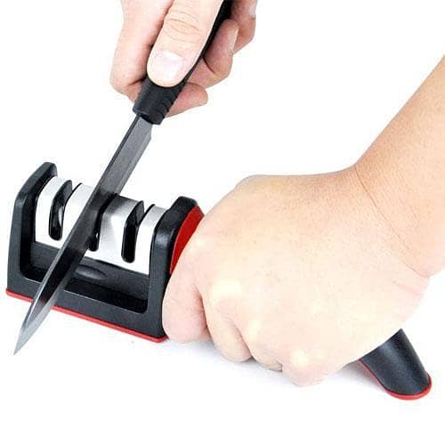 Knife Sharpener 3 Stage Knife Sharpening Tool for Dull Steel, Paring, Chefs and Pocket Knives to Repair, Restore and Polish Blades