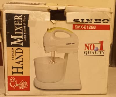 SINBO Hand Mixer with Stand & Bowl – 5 Speed (Imported)