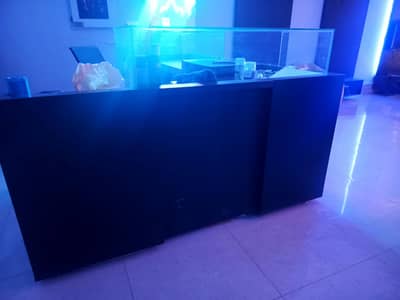 Modern Black & White Reception Counter with Glass Top