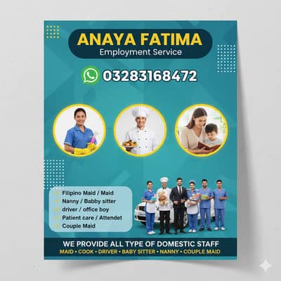 Maids / House Maids / Chef / House Cook / Baby Sitter maid available