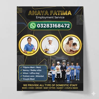 Maids / House Maids / Chef / House Cook / Baby Sitter maid available