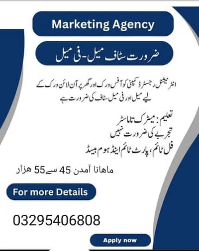 Office Work & Online Work Available – Male / Female