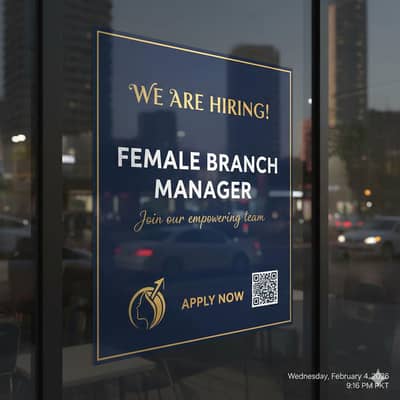 Female branch Manager Required