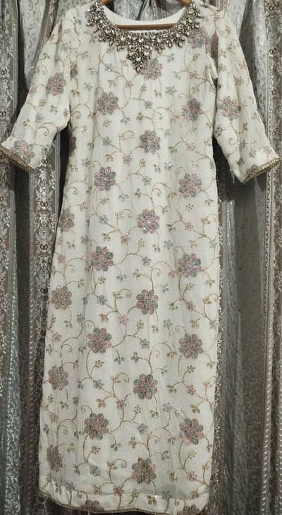 white fully embroided suit
