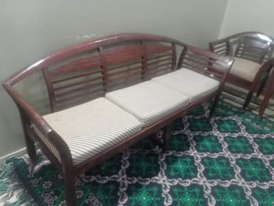 5 seater sofa set wood shesham material with table