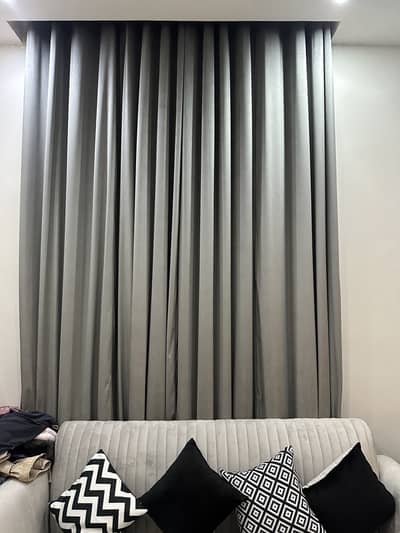Long Grey Velvet Curtains 11 feet 8 inches