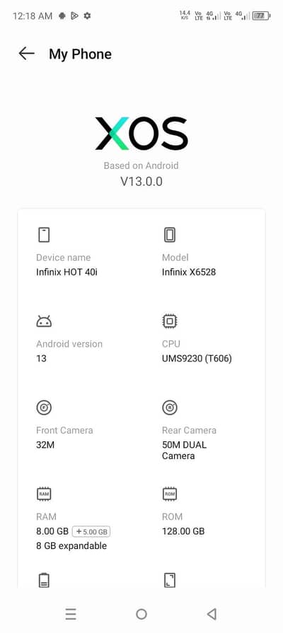 infinix hot 40i with box 8+8 128 10by10