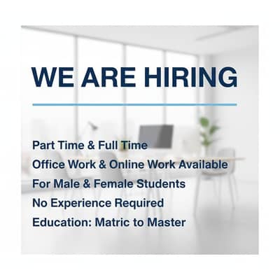 office & online work / male - female & students Apply now 25k to 60 k