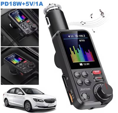 1.8 Inch Bluetooth-Compatible FM Transmitter Modulator Treble Bass So