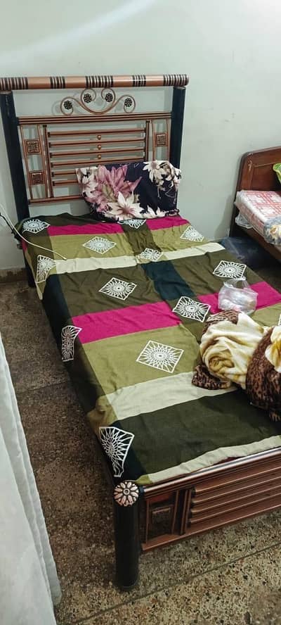 Iron Single Bed with Mattress – Used Like Brand New