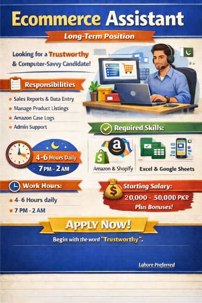 Ecommerce Assistant (Online/Remote Based "Real" Job)