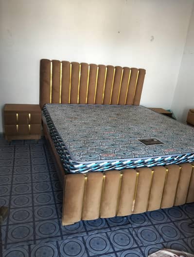 King Size double bed with Coution and mattress + Almari + Dressing Tab