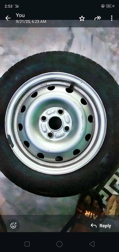 aik bilkul new tyre or rim size 165/70/14
