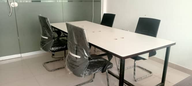 Professional Office Workstation (Table + 4 Chairs) with Power Boards