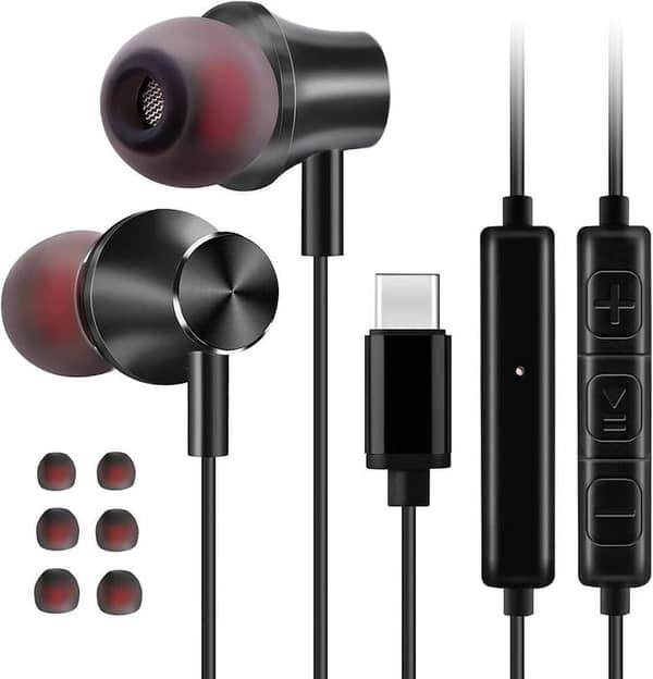 PACK OF 2 PCs IPHONE ORIGINAL TYPE C HANDFREE EARPHONE USA Original HiFi Stereo Type C Handsfree Earphones – Premium In-Ear Earbuds with Mic & Full Media Control