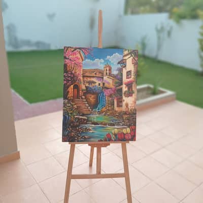 Classic Hand-Painted Oil Masterpiece – Royal Scenery with Premium Fra