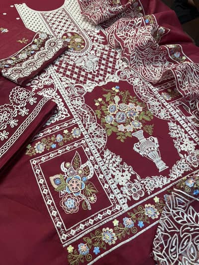 Maroon Embroidery suite