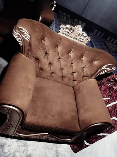 Sofa Set || 6 Seater Sofa Set || Wooden Sofa || Golden velvet polish