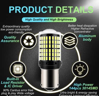 2pcs red and 2pcs white t20 led lights break light reverse light