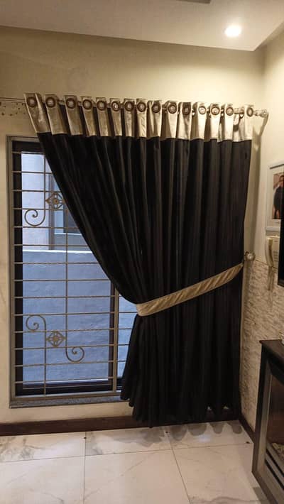 Window  valvet curtain Black + Silver Fabric