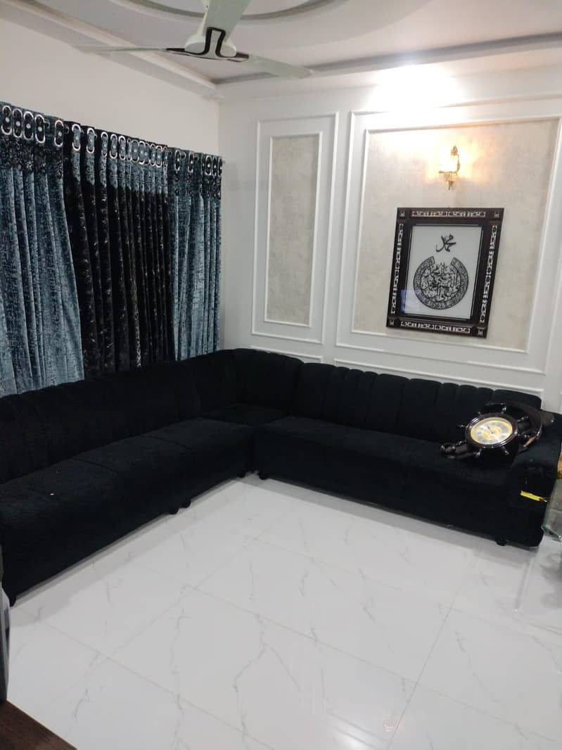 corner large size sofa with center mirror table 0