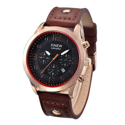 Men's Fashion Casual Leather Band Sports Date Quartz Watch Stylish Dur