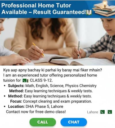 Professional Home Tutor Available – Result Guaranteed!