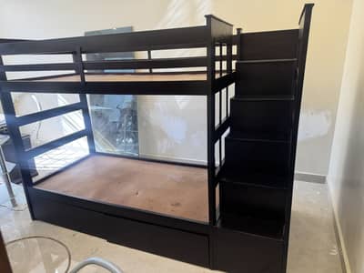 Premium Wooden Bunk Bed with Storage & Stairs. 03109220002 for call