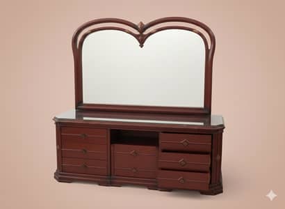  Solid Wooden Dressing Table with Mirror & Center Seat – Excellent C