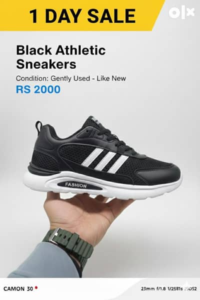 Black Sneakers | 1 Day Sale | RS 2000