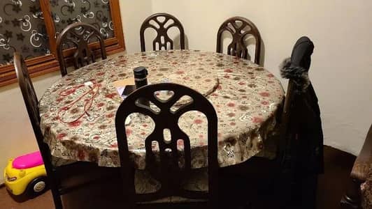 Wooden Dinning Table with 6 Chairs