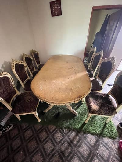 Dining Table//Wooden Dining//Luxury DIning//8 Seater(Wooden Top)