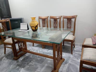 Wooden Dining Table with 6 Chairs