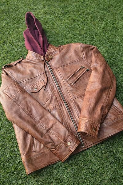 Pure sheep leather jacket brown color size medium