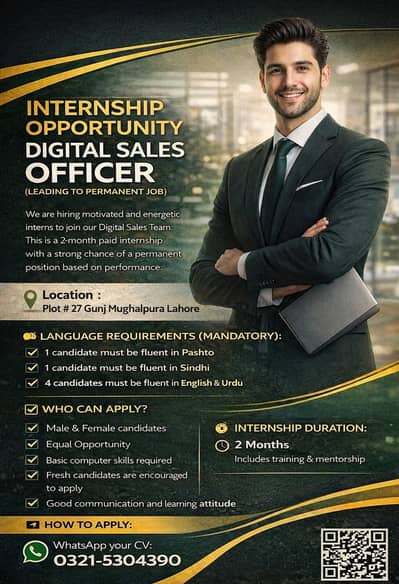 Sales Jobs || Sales Officer || Male & Female staff - Internship Jobs