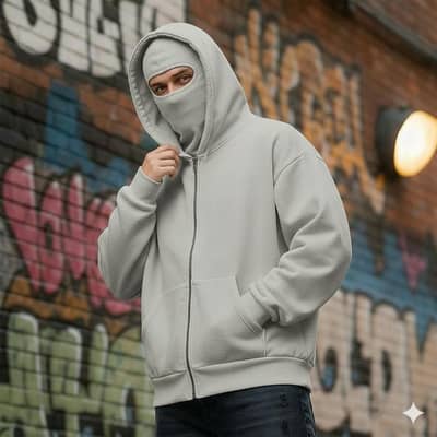 Premium Zip-Up Hoodie with Built-In Face Cover – Winter We