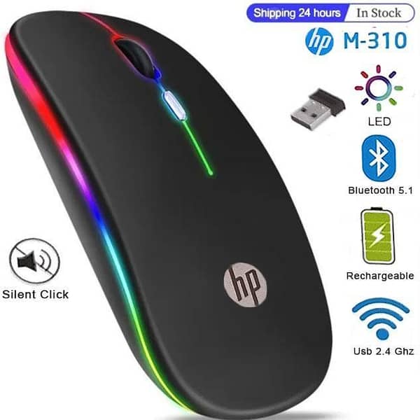 HP Mouse Wireless RGB – Gaming W10 Mouse for PC and Laptop Ergonomic HP Mouse for Windows 10 – High-Precision Wireless HP Mouse with RGB Lighting – Ideal for Laptop and PC Use – W10 Compatible Mouse for Gaming & Office
