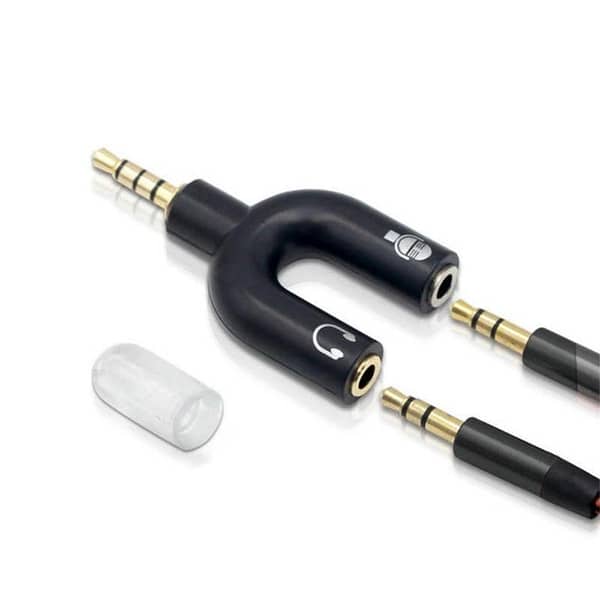 High Quality U Shape 3.5mm Stereo TRRS 4 Pole Plug to Mic & Headset Female Audio Splitter