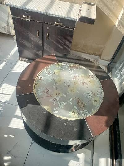 Round table and iron stand