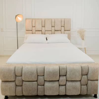 Bed Pure wooden structure and Cussion with Molty Foam n Towel