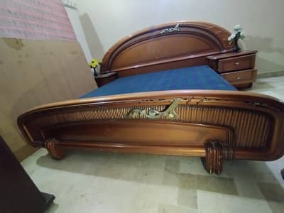 Bed with side tables and mattress