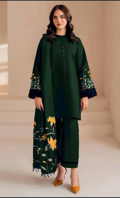 3 pcs women unstitched Embriodered suit Free Home dilevery k sath