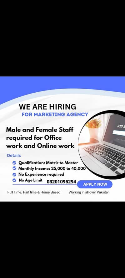 Male and female staff  required