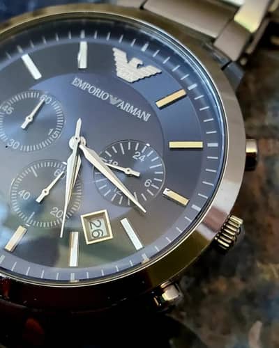 EMPORIO ARMANI Renato Silver Stainless Steel Blue Dial.