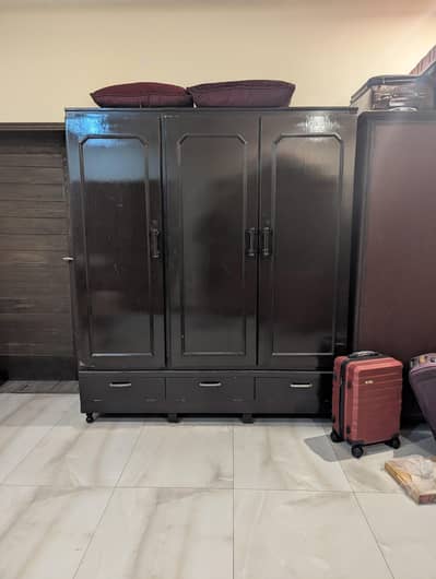 Three Door Extremely Solid Old Built Wardrobe With Shoe Racks