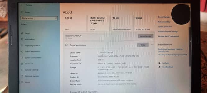 hair laptop core i3 4th jenration 8gb ram 120gb m2 card 500 gb ssd