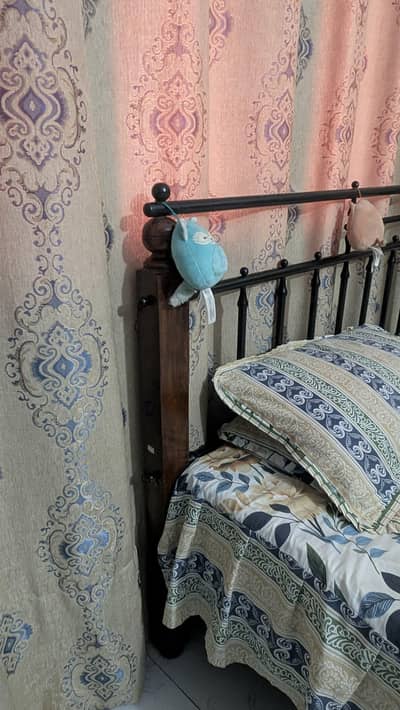 King Size Iron bed with side tables and Dressing table.