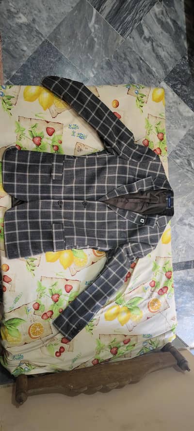 Men’s Formal Checkered Blazer with Waistcoat   Premium Quality